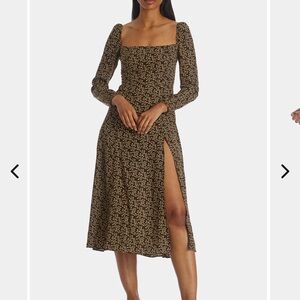 O.p.t. Brown Floral Midi Dress